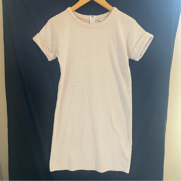Club Monaco Textured Striped Dress – White & Khaki – XS - Picture 4 of 15